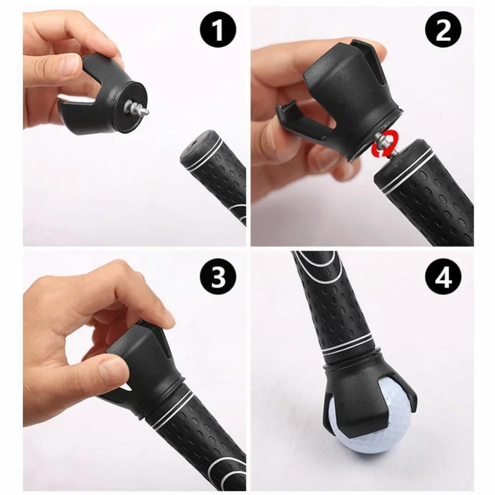 Golf ball picker. Retrieve ball easily using any golf club